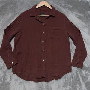 Rails Shirt Womens Large Red Ellis Russet Gauze Button Up Organic Cotton Top
